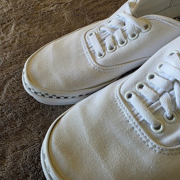 Vans Authentic Check Foxing True White Women’s 9 (Fits 8) Canvas Skate Shoes - Picture 12 of 13